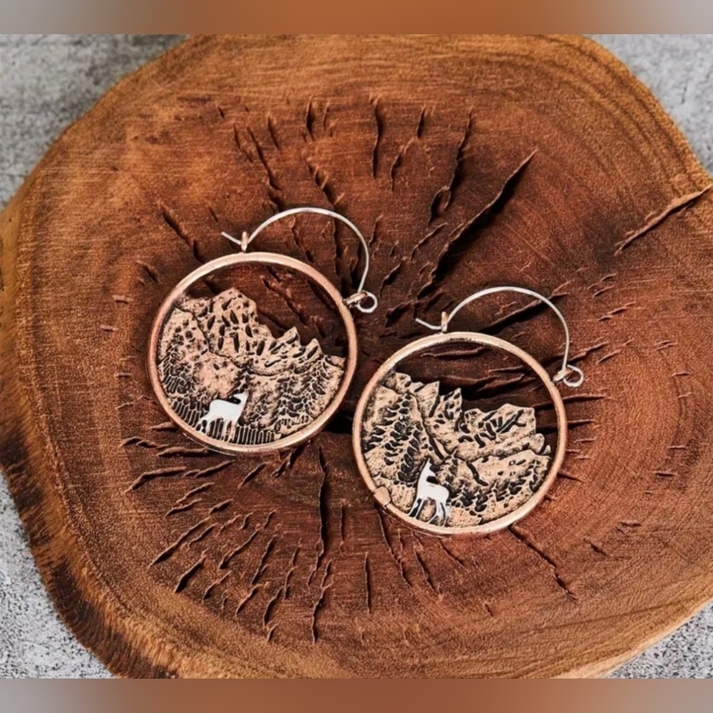 Woodland Scene Outdoor Cutout Hoop Earrings!